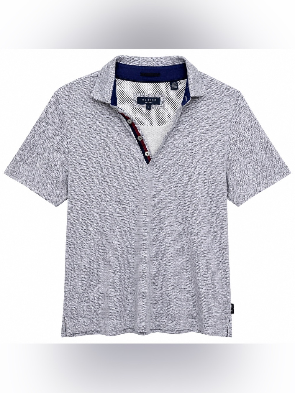 Ted Baker Light Gray Textured Polo with Navy Trim